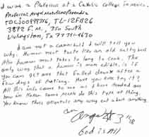 Carta escrita por el Railroad Killer